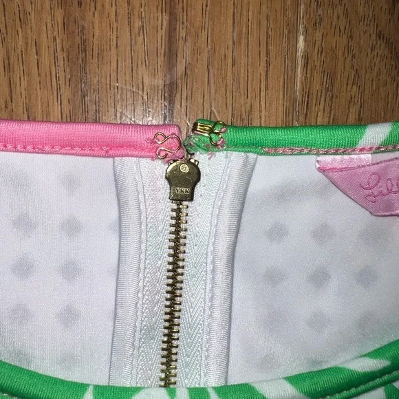 Lilly Pulitzer Perla Pink Laser Cut Scuba Shift Dress Pink and Green - Picture 7 of 13